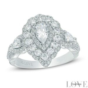 Vera Wang LOVE Engagement Ring 1.5CT 3stone Pear